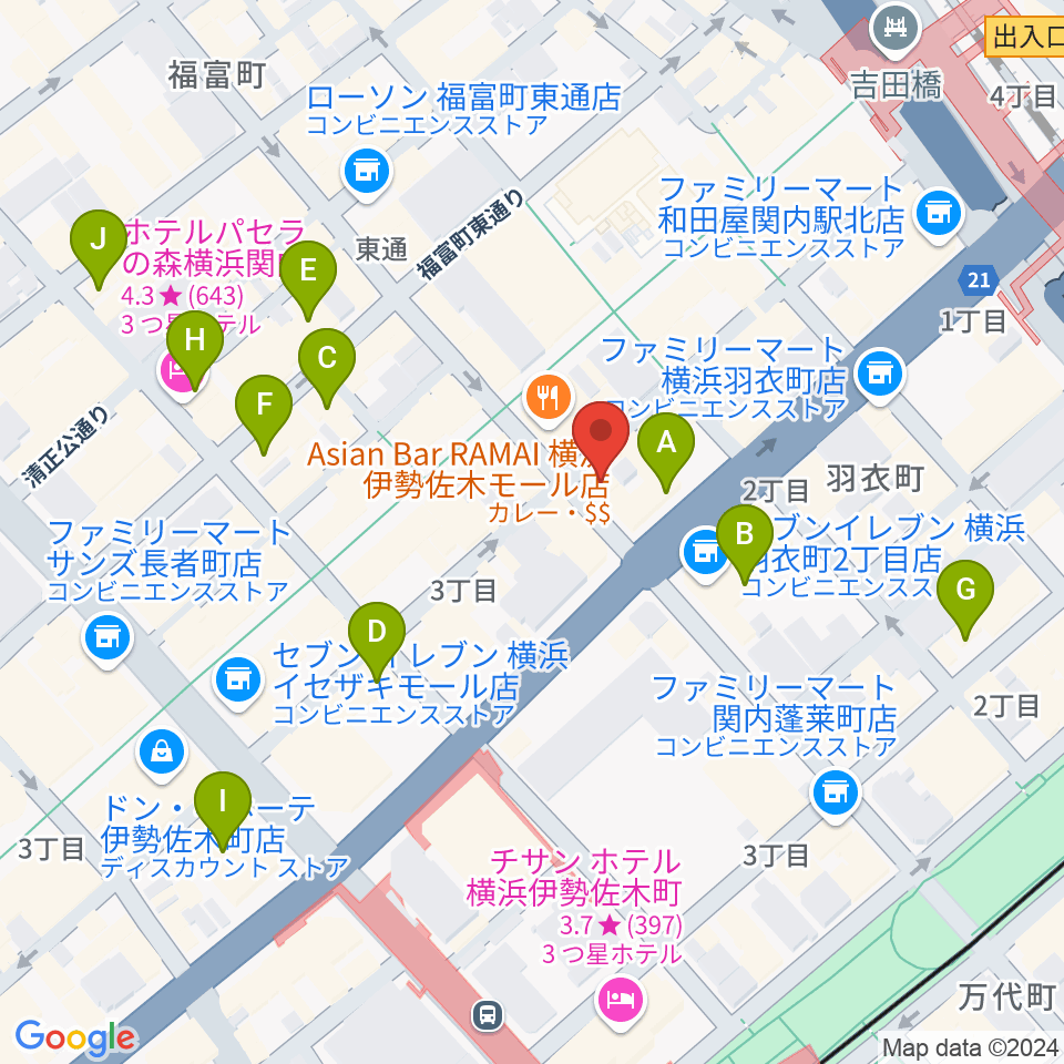 よいどれ伯爵周辺のホテル一覧地図