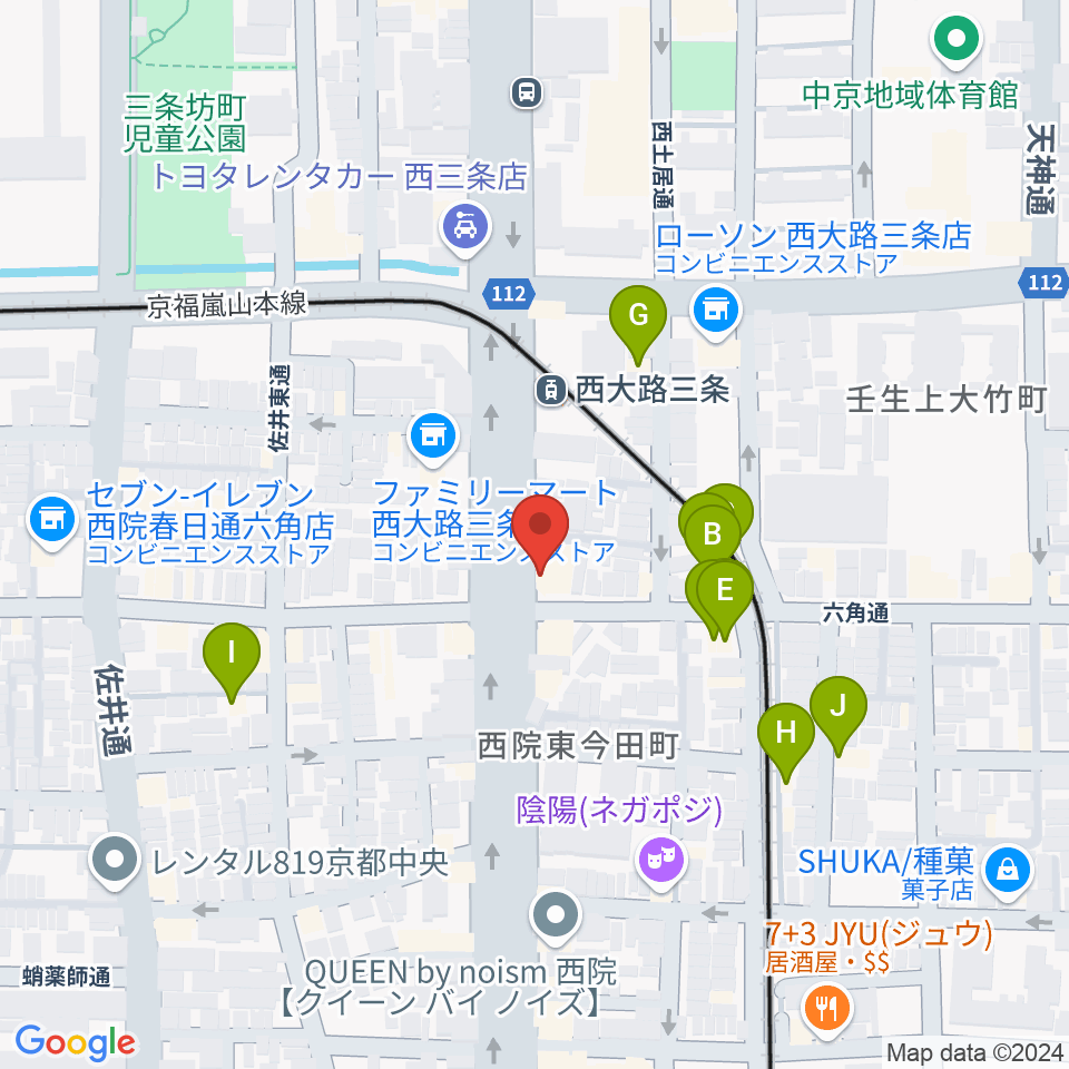 京都西院ウーララ周辺のホテル一覧地図