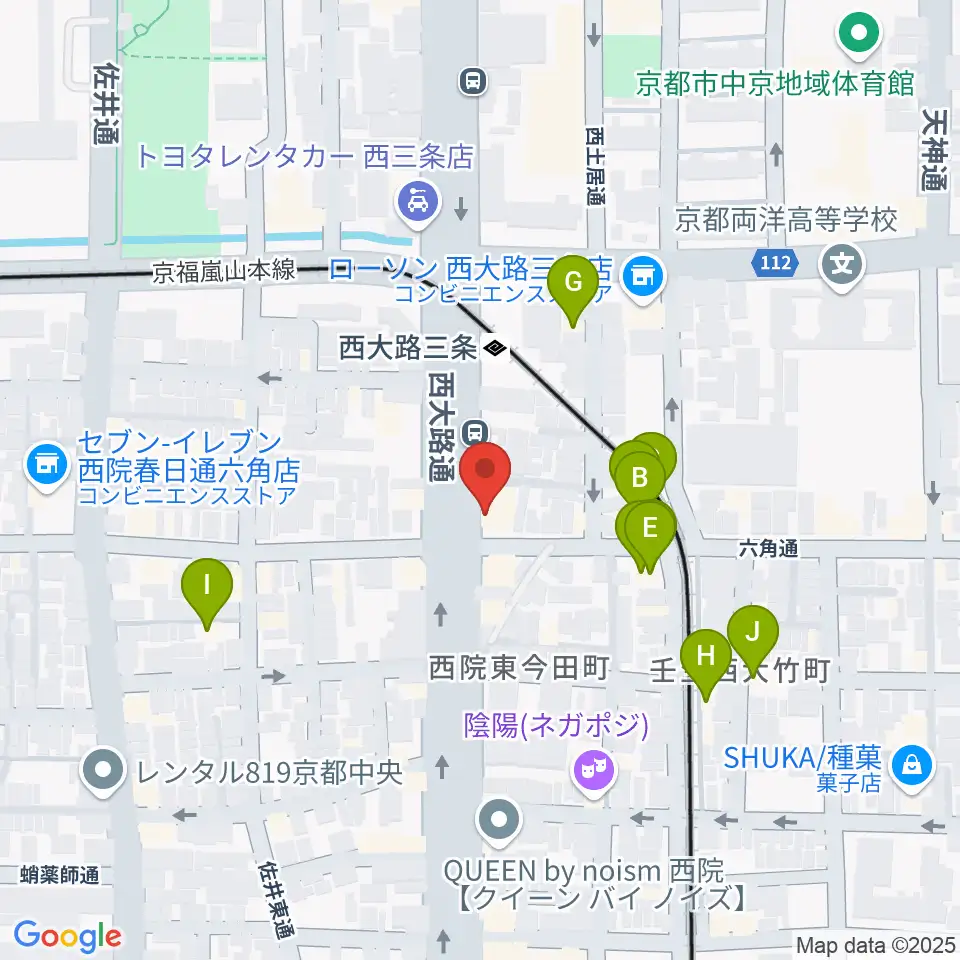 京都西院ウーララ周辺のホテル一覧地図
