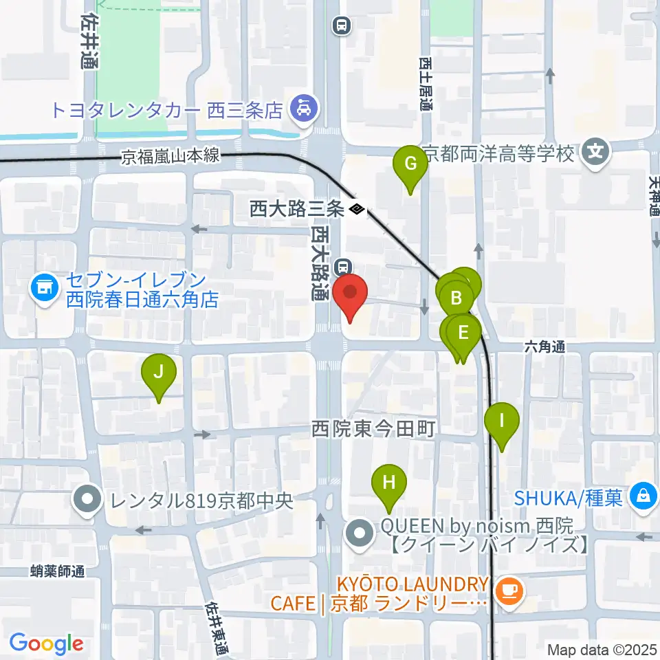 京都西院ウーララ周辺のホテル一覧地図