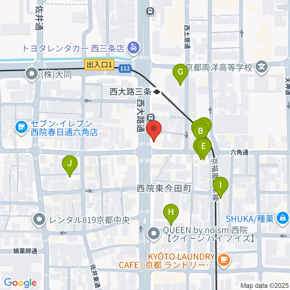 京都西院ウーララ周辺のホテル一覧地図