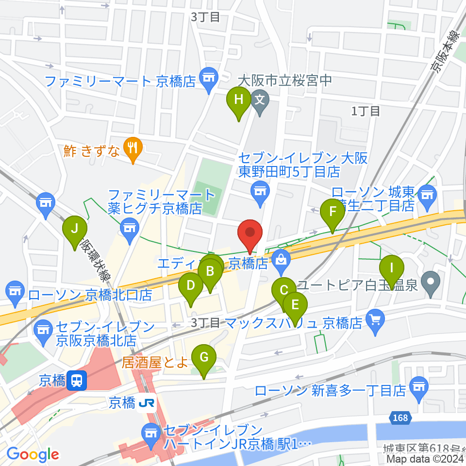 京橋セブンデイズ周辺のホテル一覧地図