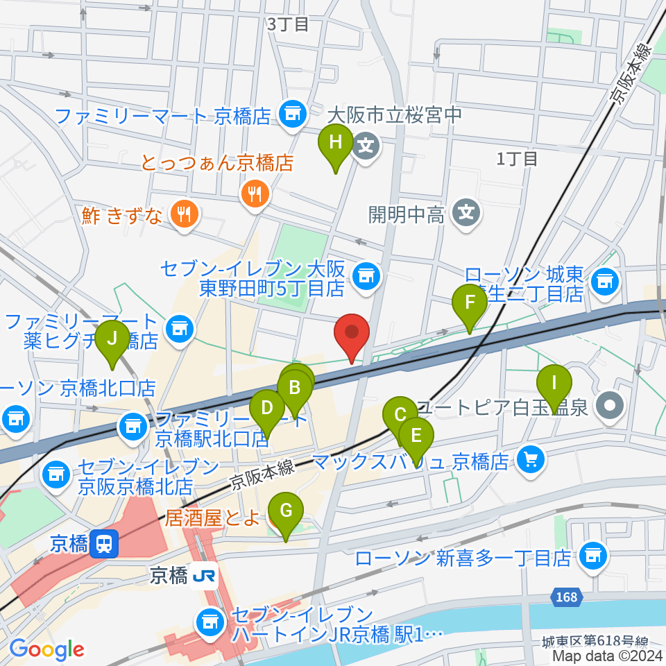 京橋セブンデイズ周辺のホテル一覧地図