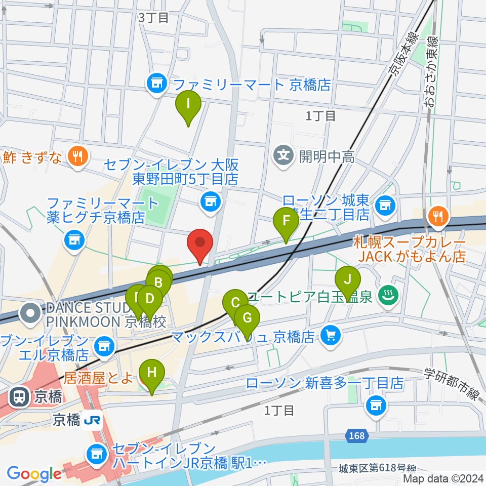 京橋セブンデイズ周辺のホテル一覧地図