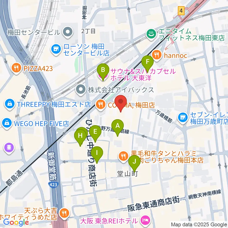 梅田アクトスリーホール周辺のホテル一覧地図