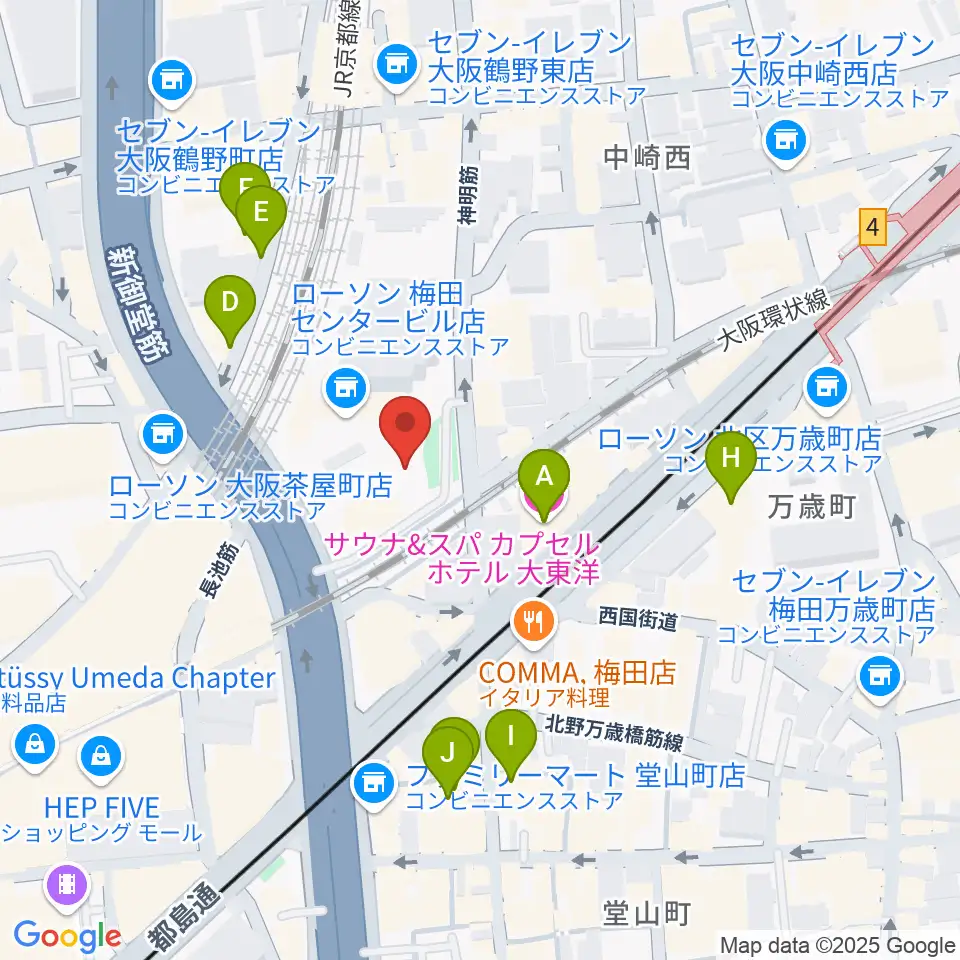 梅田クリスタルホール周辺のホテル一覧地図