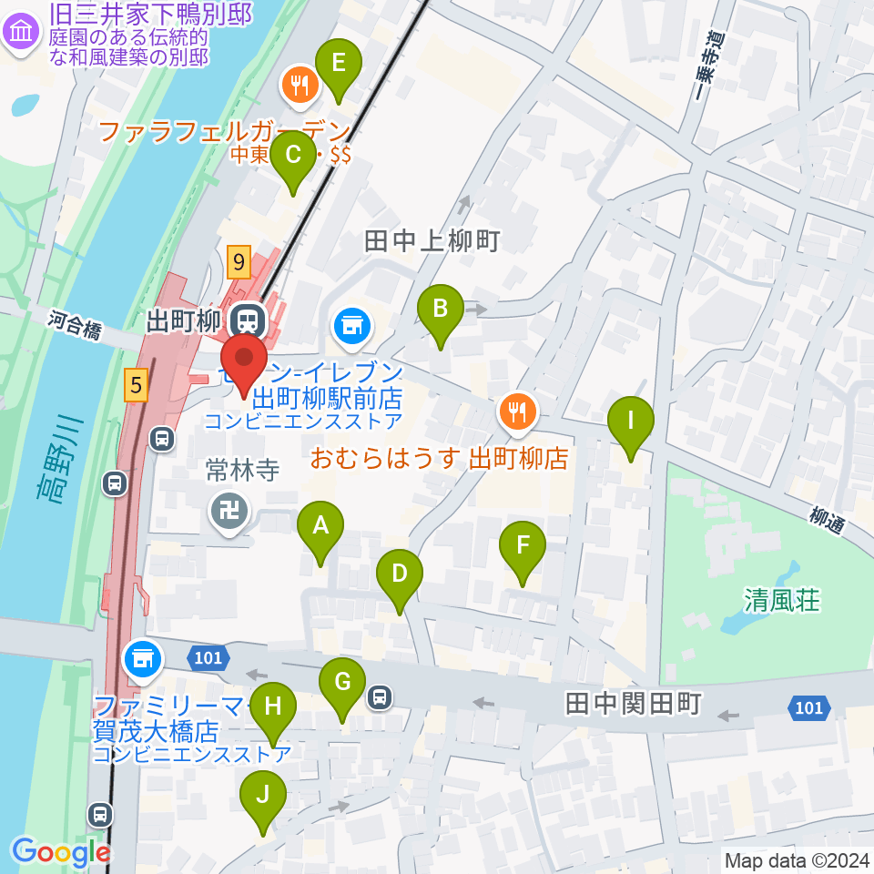 出町柳ラッシュライフ周辺のホテル一覧地図