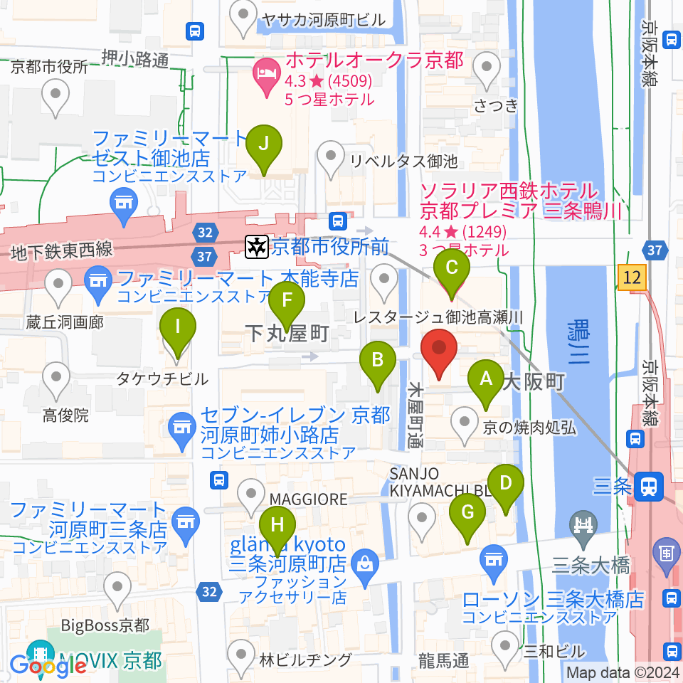 木屋町モダンタイムス周辺のホテル一覧地図