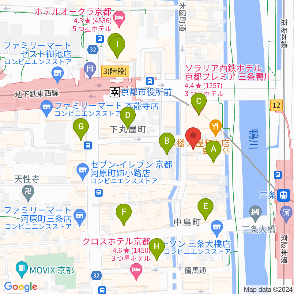 木屋町モダンタイムス周辺のホテル一覧地図