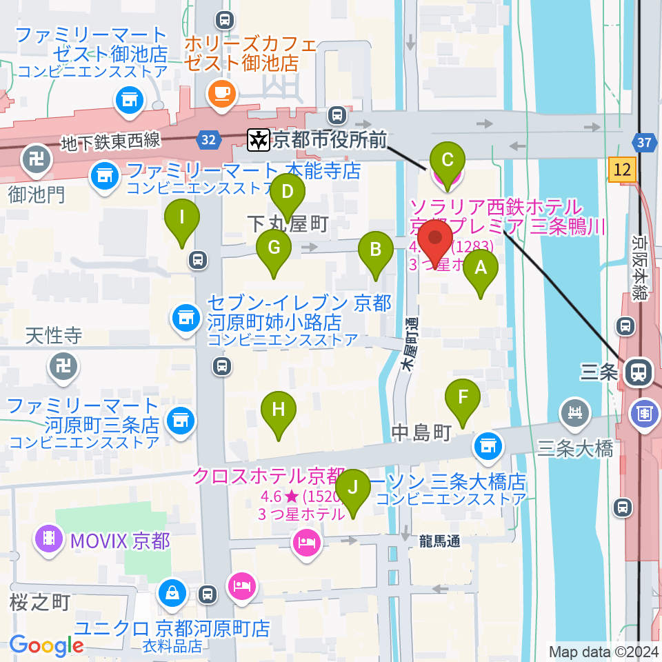 木屋町モダンタイムス周辺のホテル一覧地図