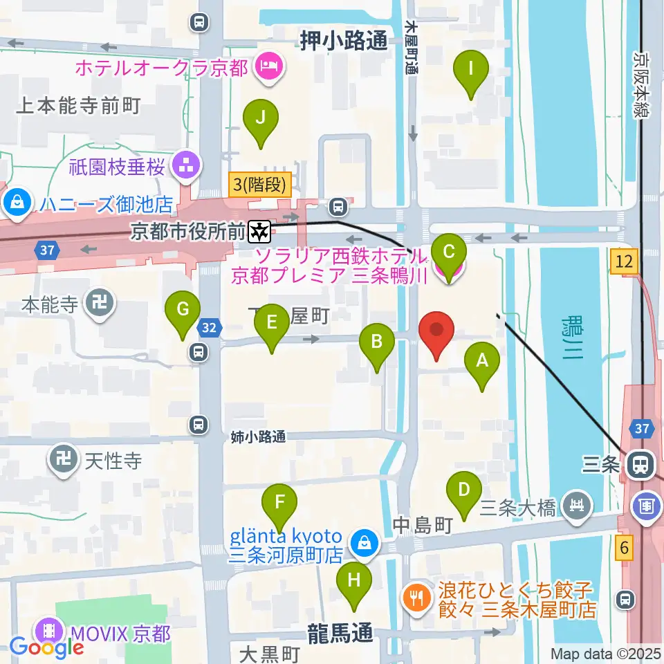 木屋町モダンタイムス周辺のホテル一覧地図