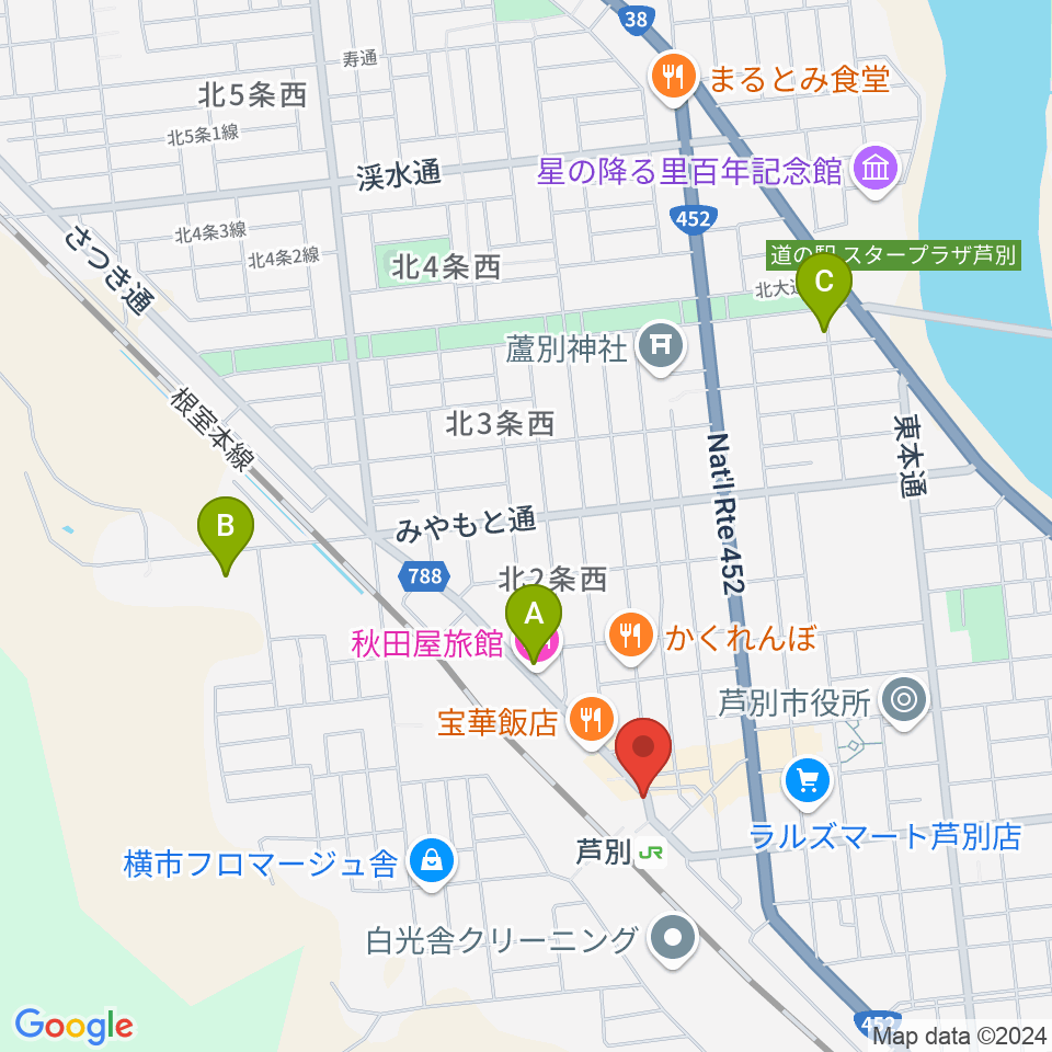 芦別ロックハウスディラン周辺のホテル一覧地図