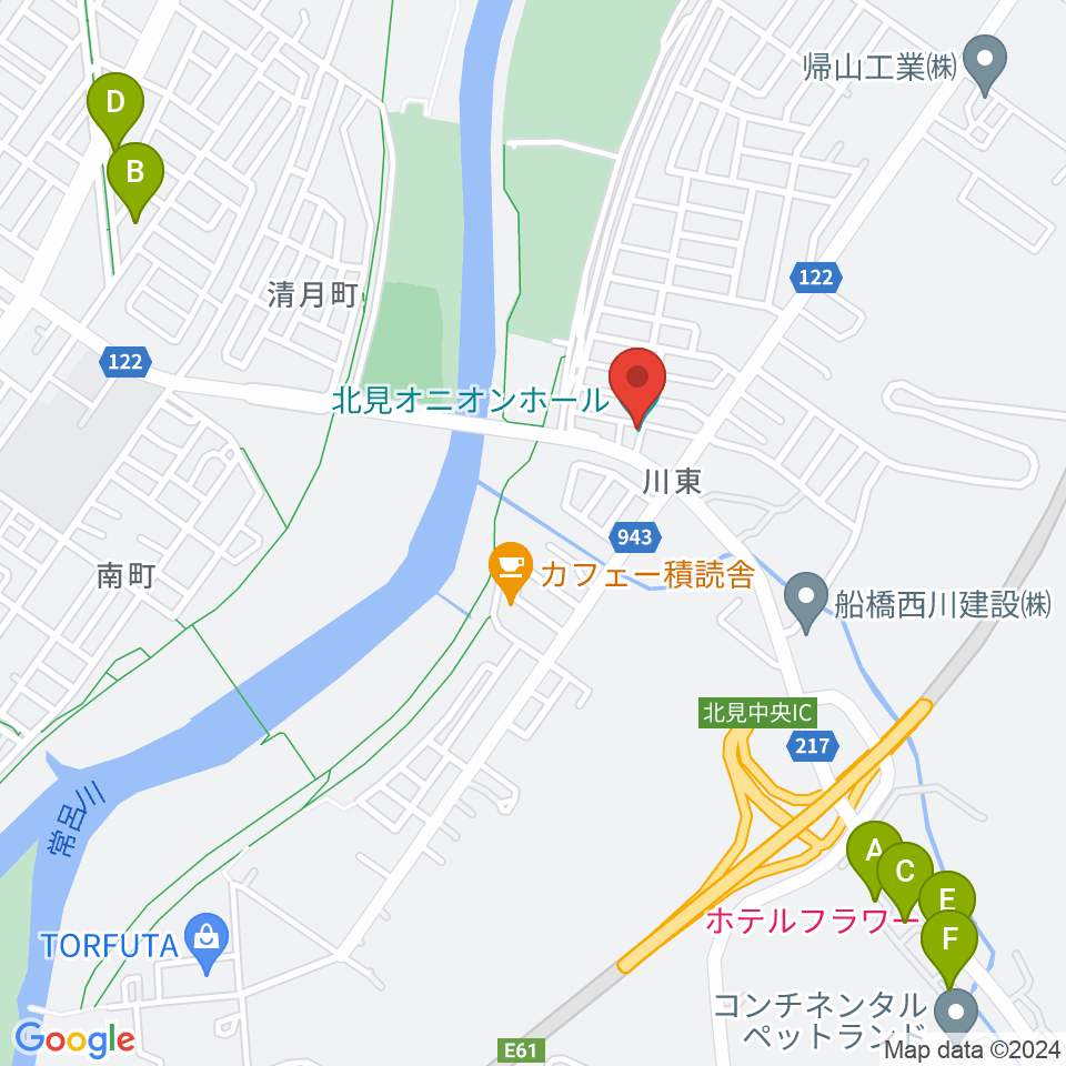 北見オニオンホール周辺のホテル一覧地図