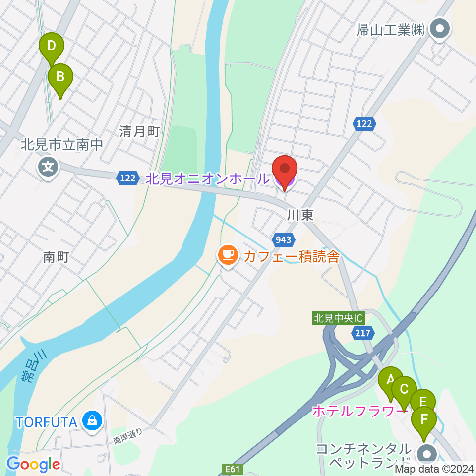 北見オニオンホール周辺のホテル一覧地図