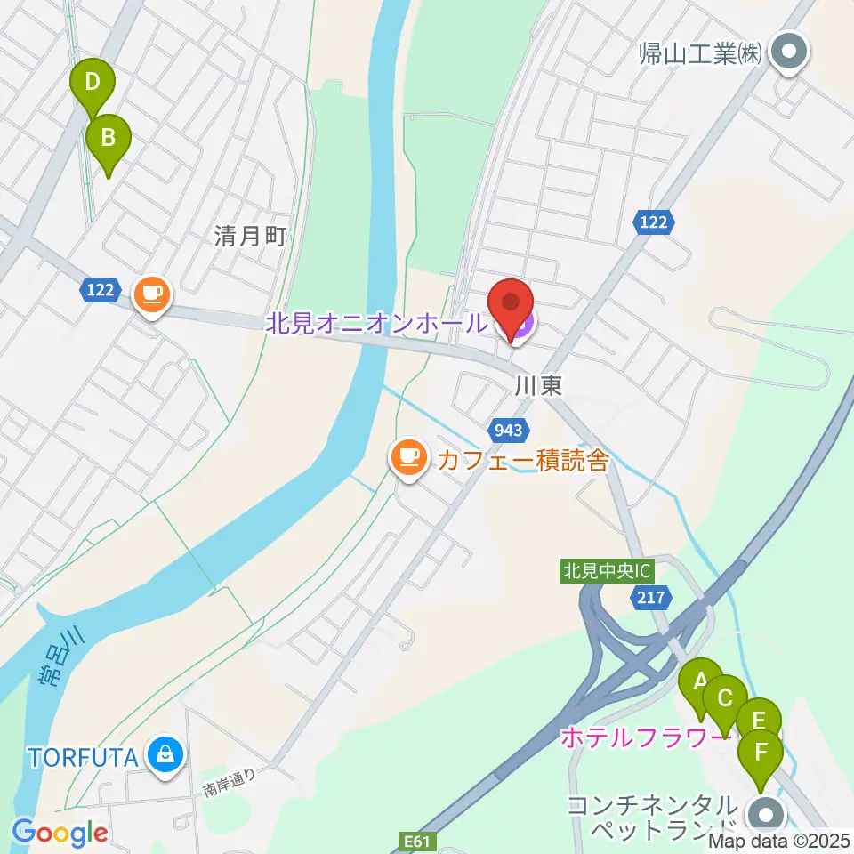 北見オニオンホール周辺のホテル一覧地図