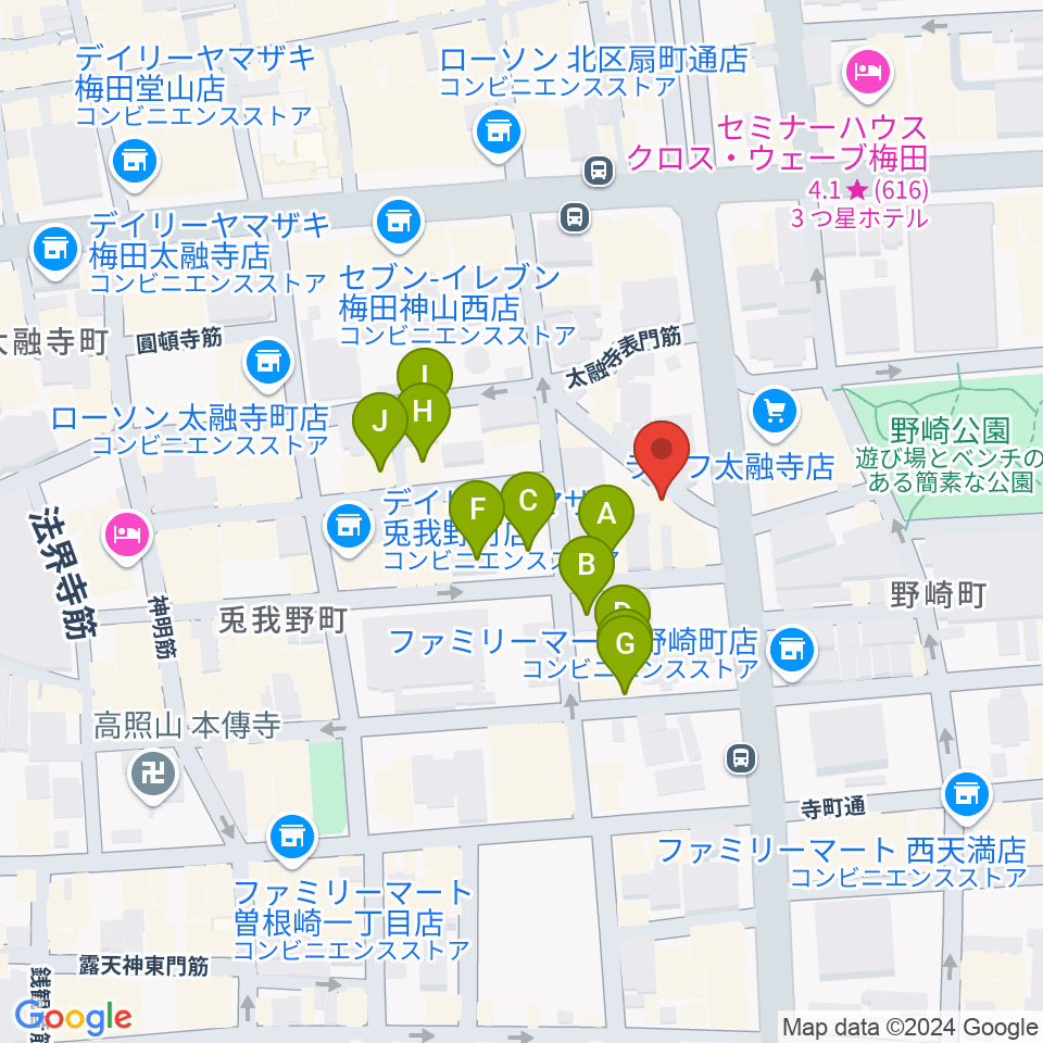 梅田ハードレイン周辺のホテル一覧地図