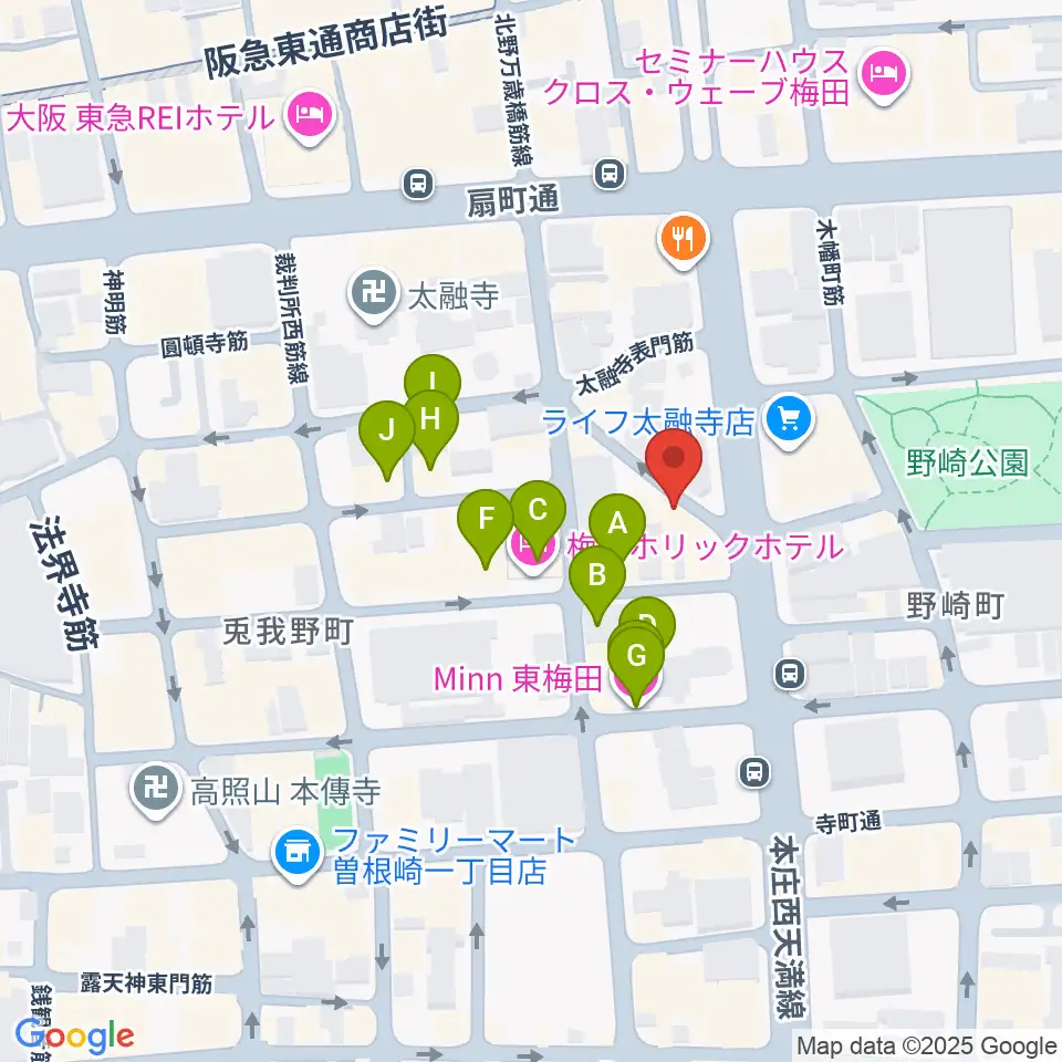 梅田ハードレイン周辺のホテル一覧地図