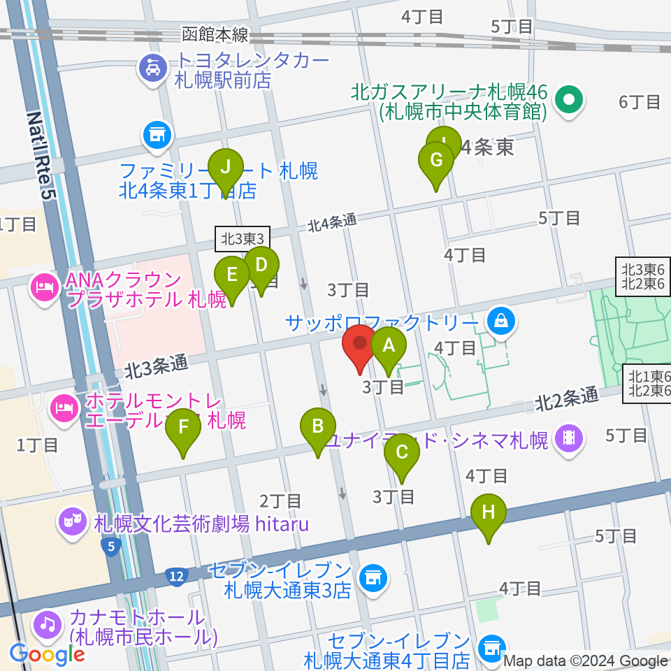 札幌cube garden周辺のホテル一覧地図