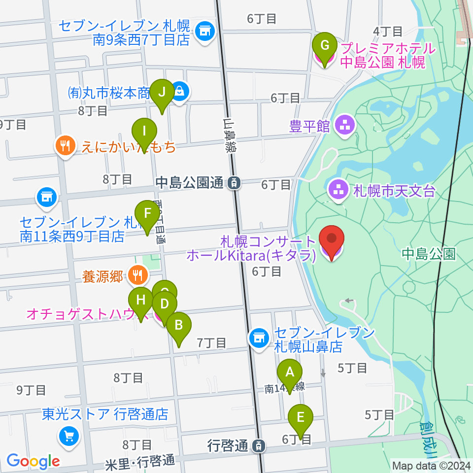 札幌コンサートホールKitara周辺のホテル一覧地図