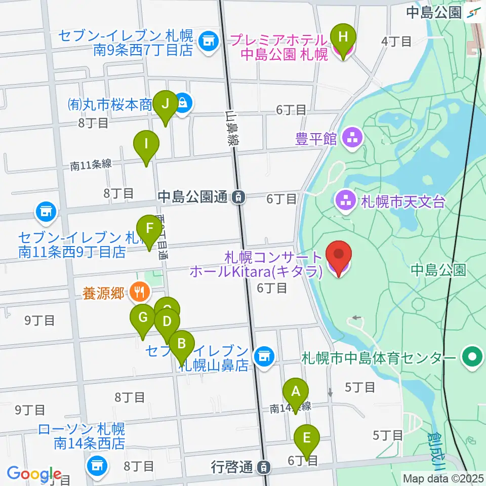 札幌コンサートホールKitara周辺のホテル一覧地図