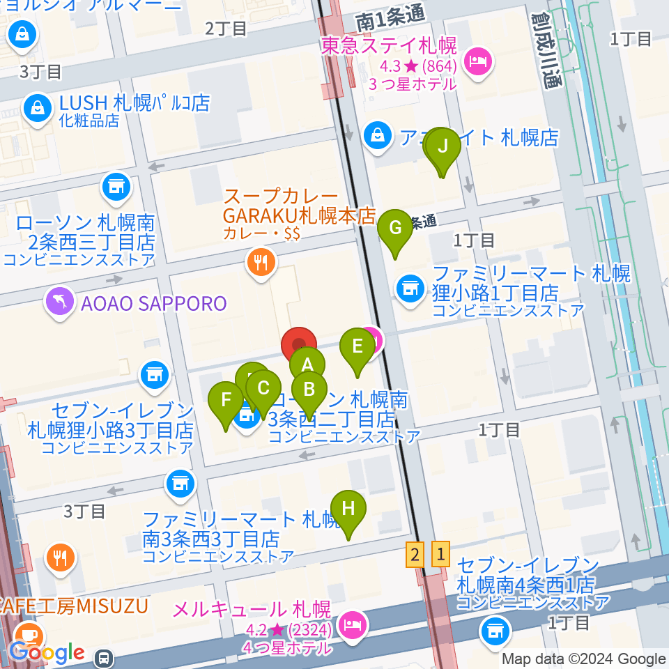 札幌mole周辺のホテル一覧地図