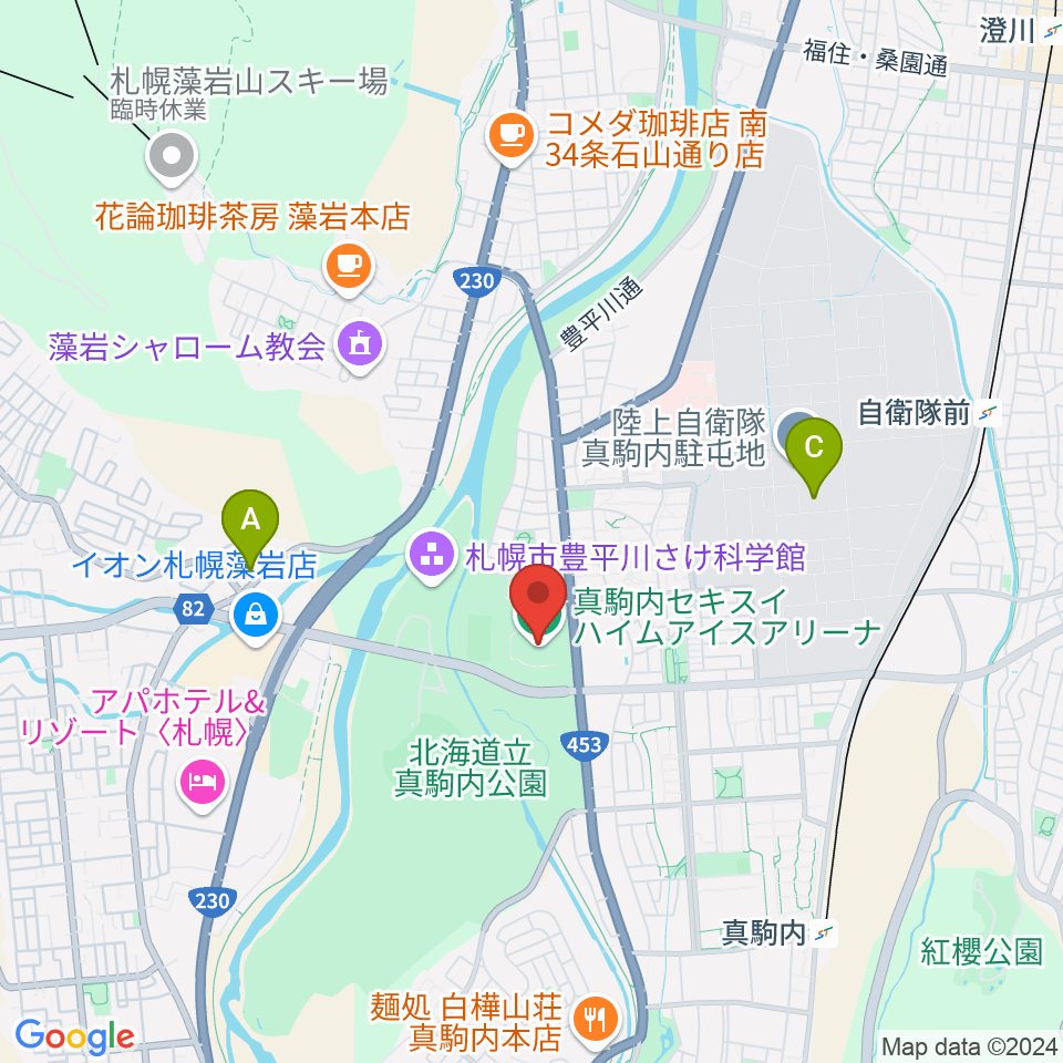 真駒内セキスイハイムアイスアリーナ周辺のホテル一覧地図