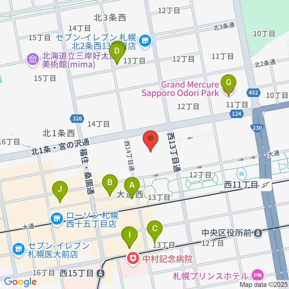 札幌市教育文化会館周辺のホテル一覧地図