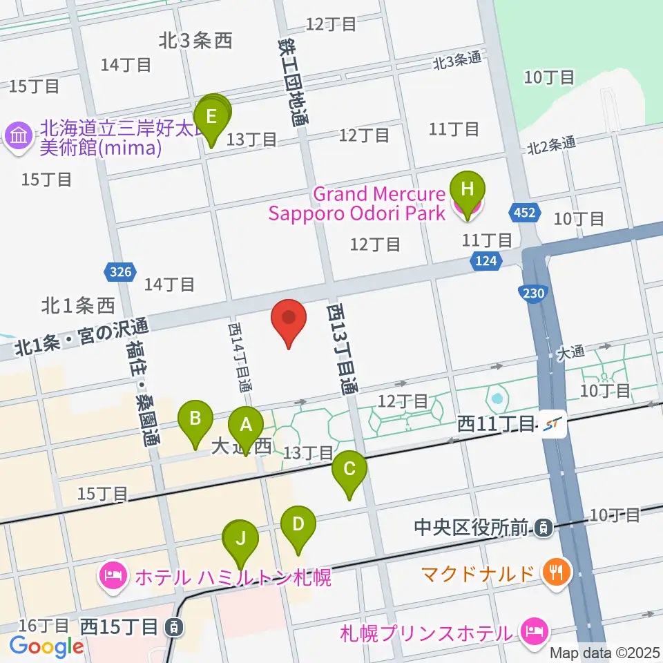 札幌市教育文化会館周辺のホテル一覧地図