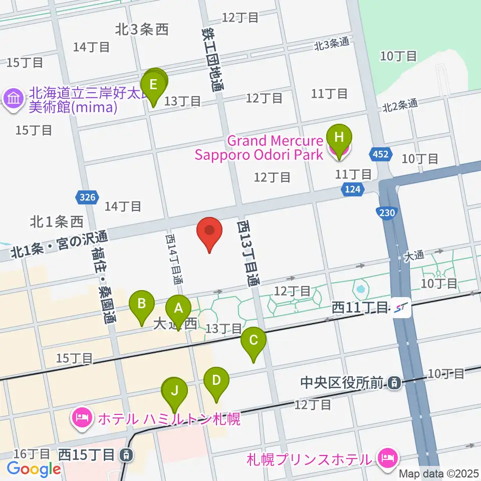 札幌市教育文化会館周辺のホテル一覧地図