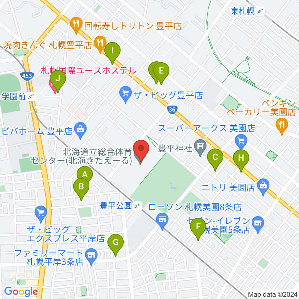 北海きたえーる周辺のホテル一覧地図