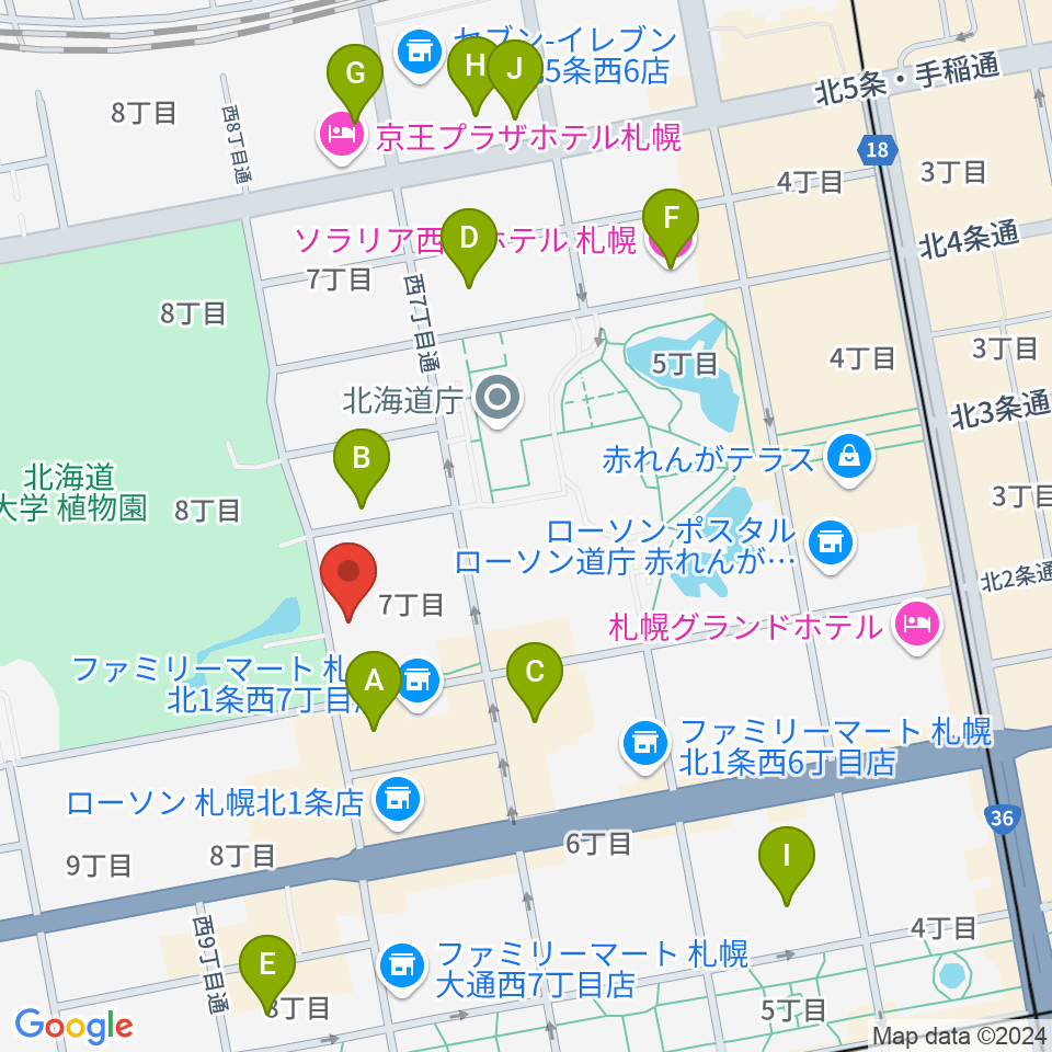 北海道立道民活動センター かでる2・7周辺のホテル一覧地図