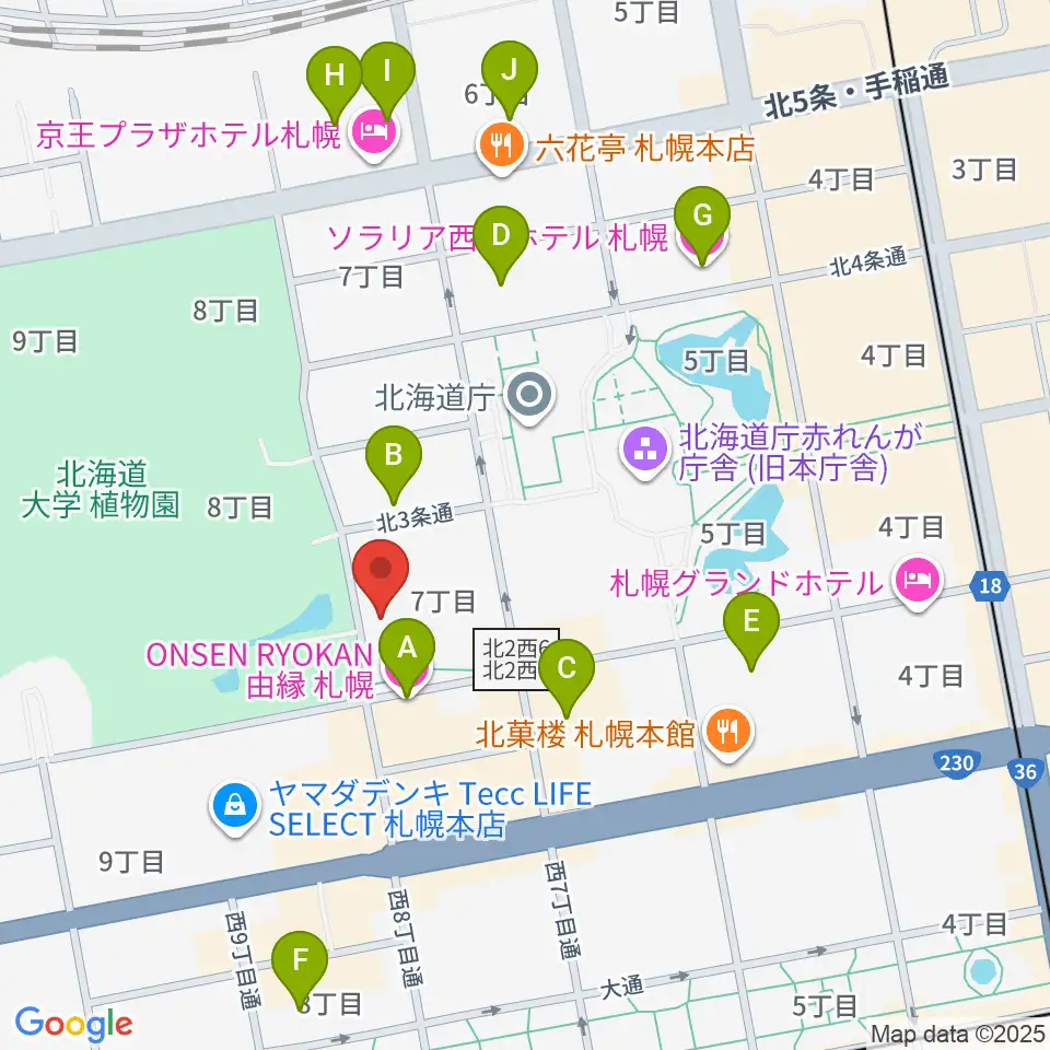 北海道立道民活動センター かでる2・7周辺のホテル一覧地図