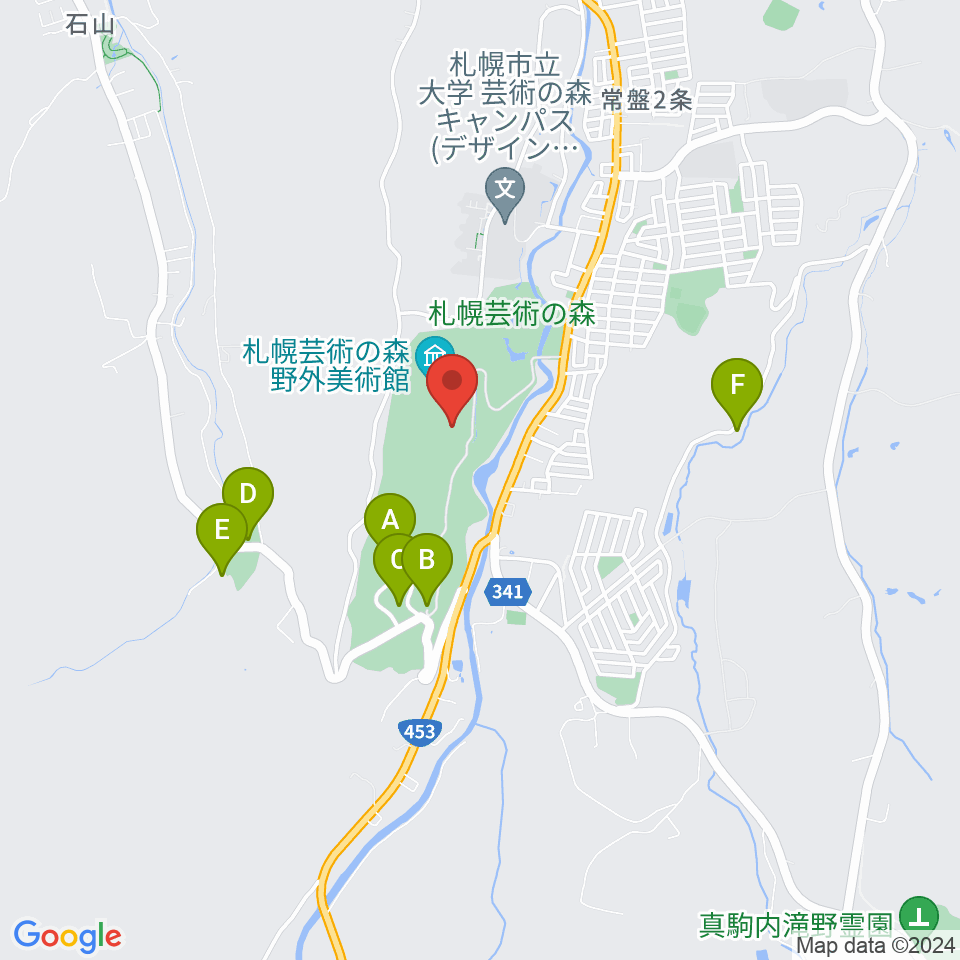 札幌芸術の森アートホール周辺のホテル一覧地図