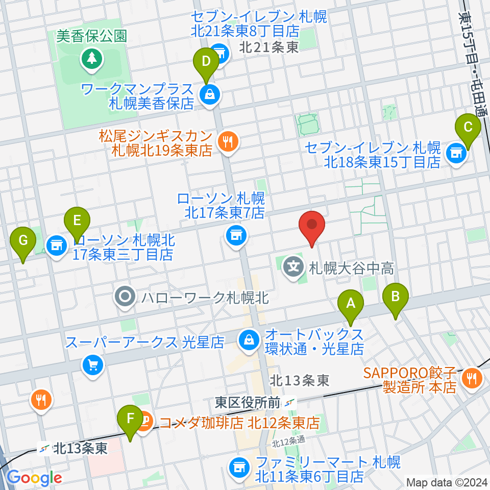 札幌大谷大学 大谷記念ホール周辺のホテル一覧地図