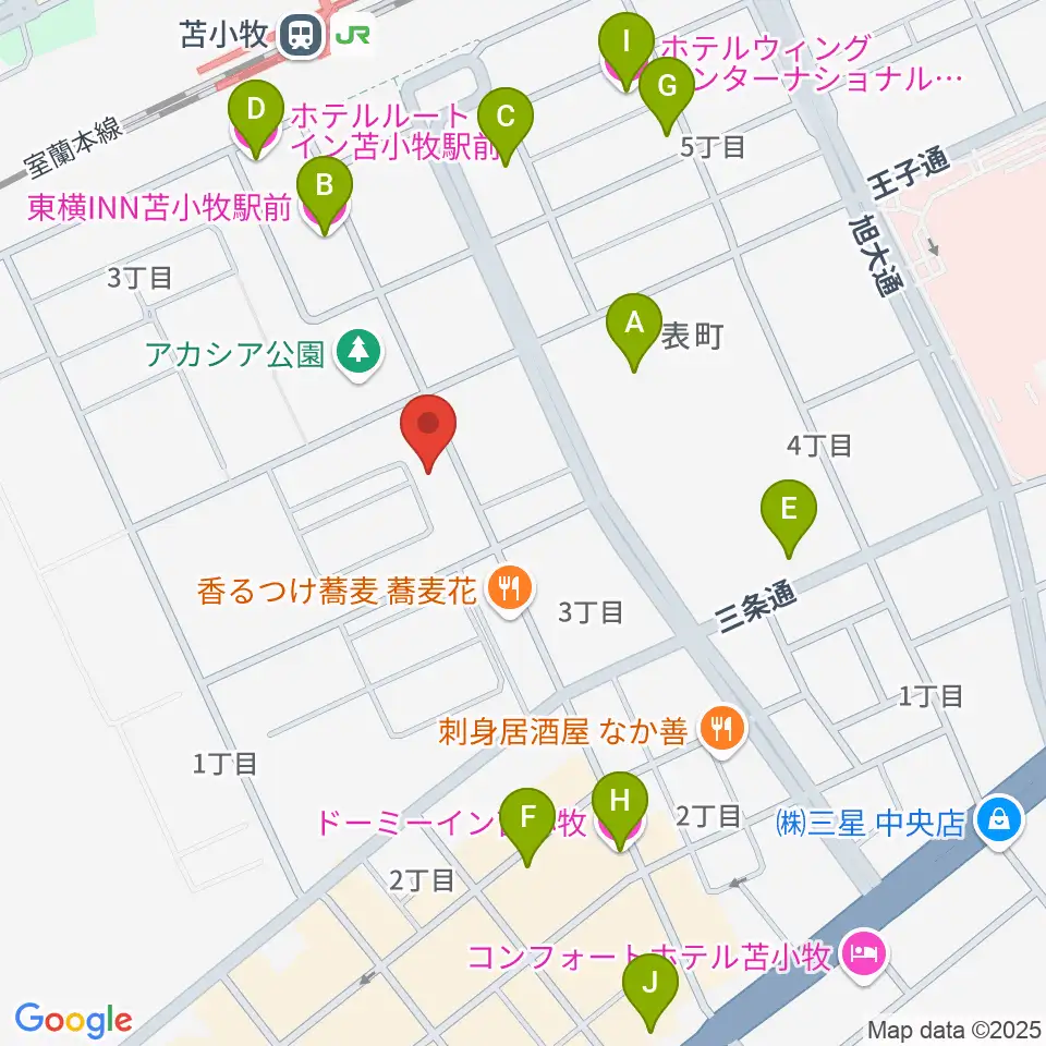 苫小牧エルキューブ周辺のホテル一覧地図