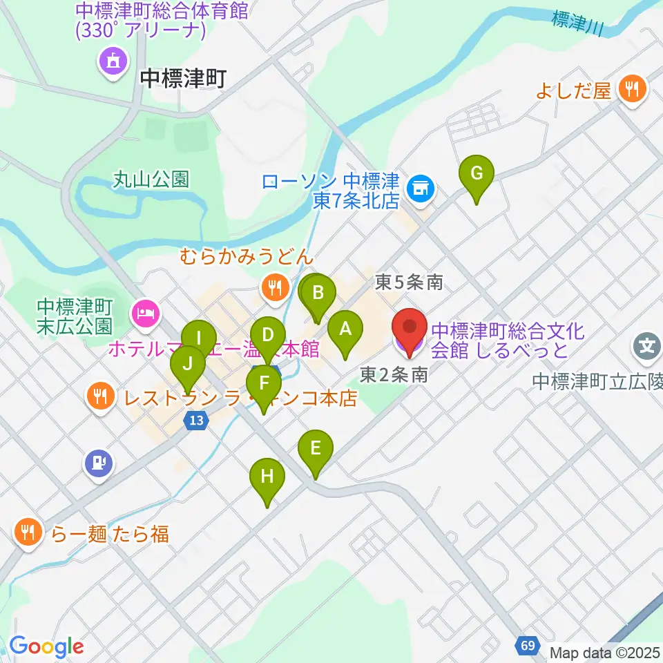 中標津町総合文化会館周辺のホテル一覧地図