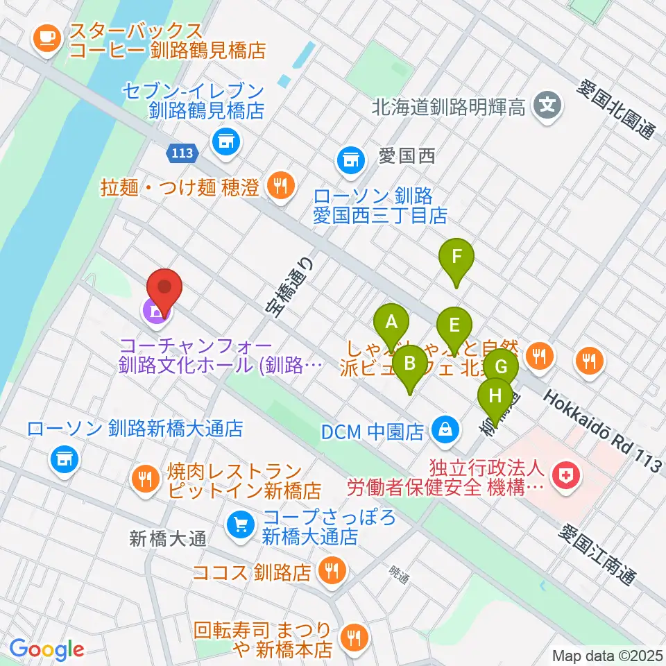 コーチャンフォー釧路文化ホール周辺のホテル一覧地図