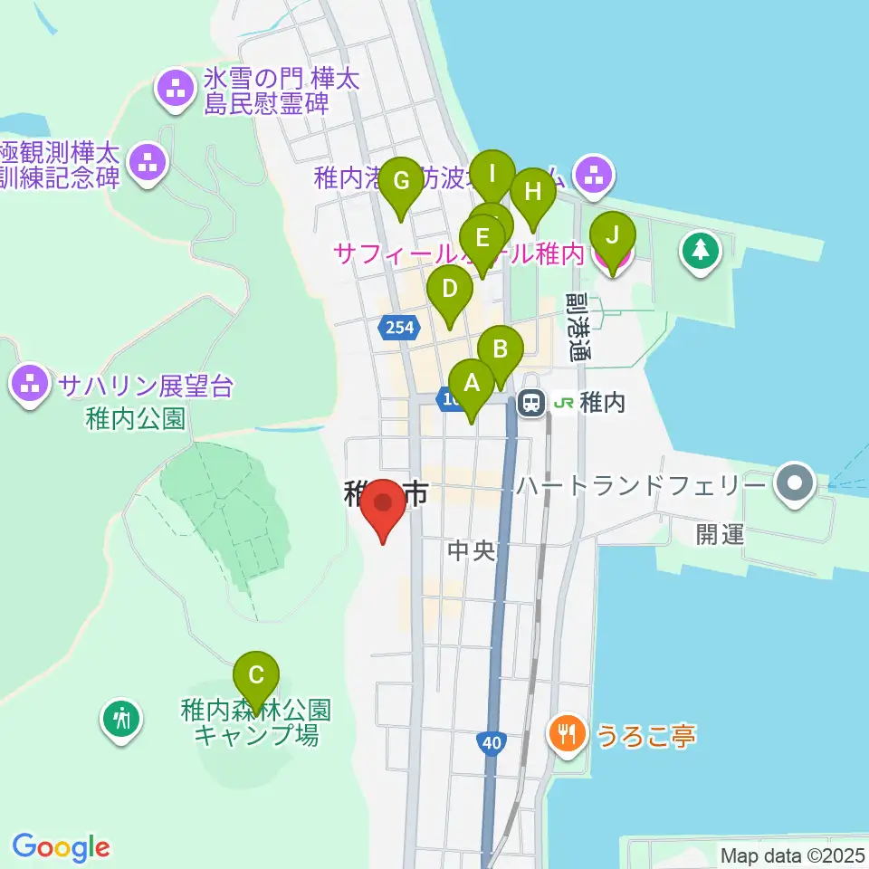 稚内総合文化センター周辺のホテル一覧地図