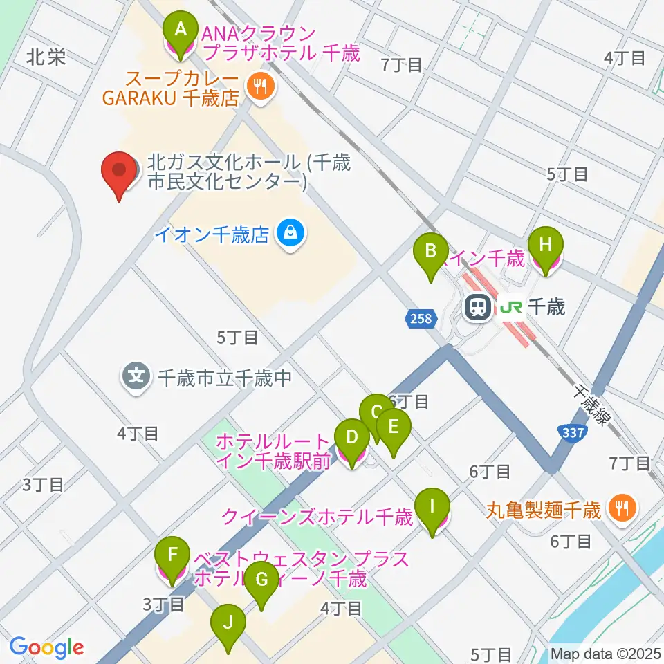 北ガス文化ホール周辺のホテル一覧地図