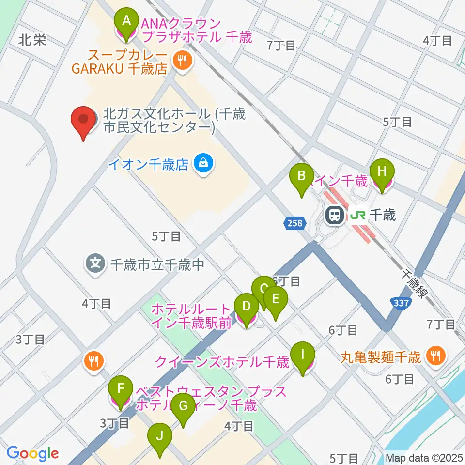 北ガス文化ホール周辺のホテル一覧地図