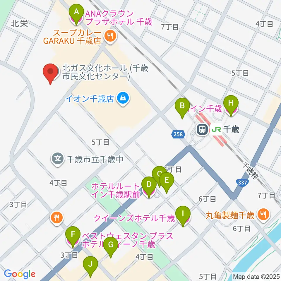 北ガス文化ホール周辺のホテル一覧地図