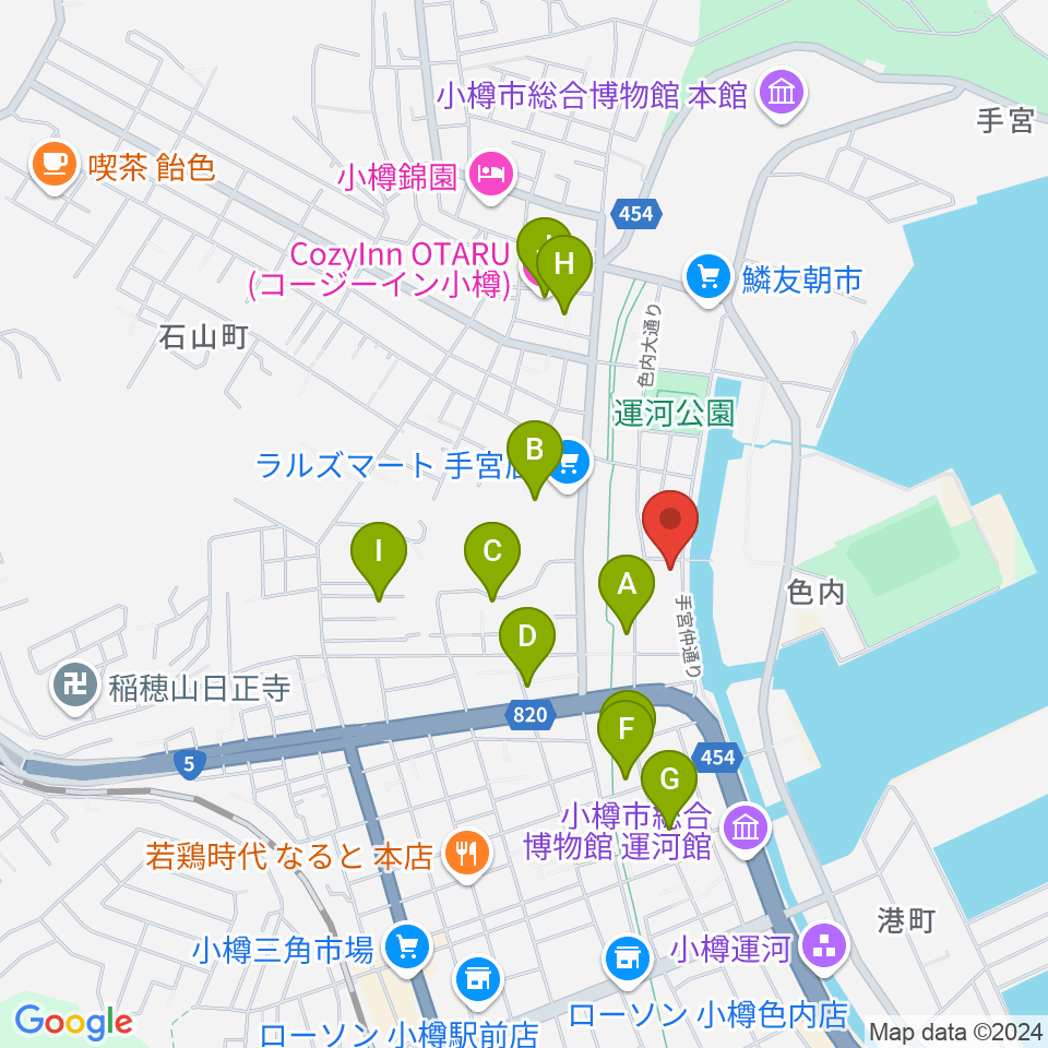 小樽ゴールドストーン周辺のホテル一覧地図