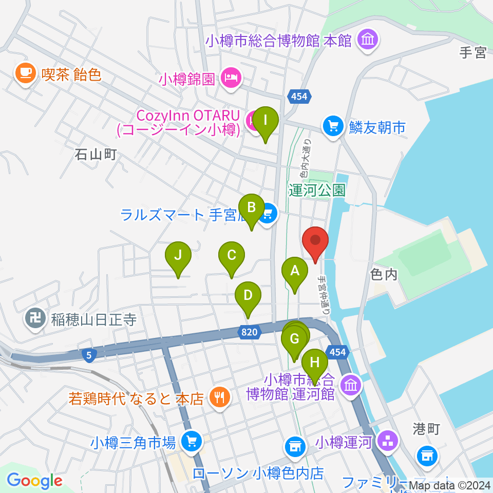 小樽ゴールドストーン周辺のホテル一覧地図