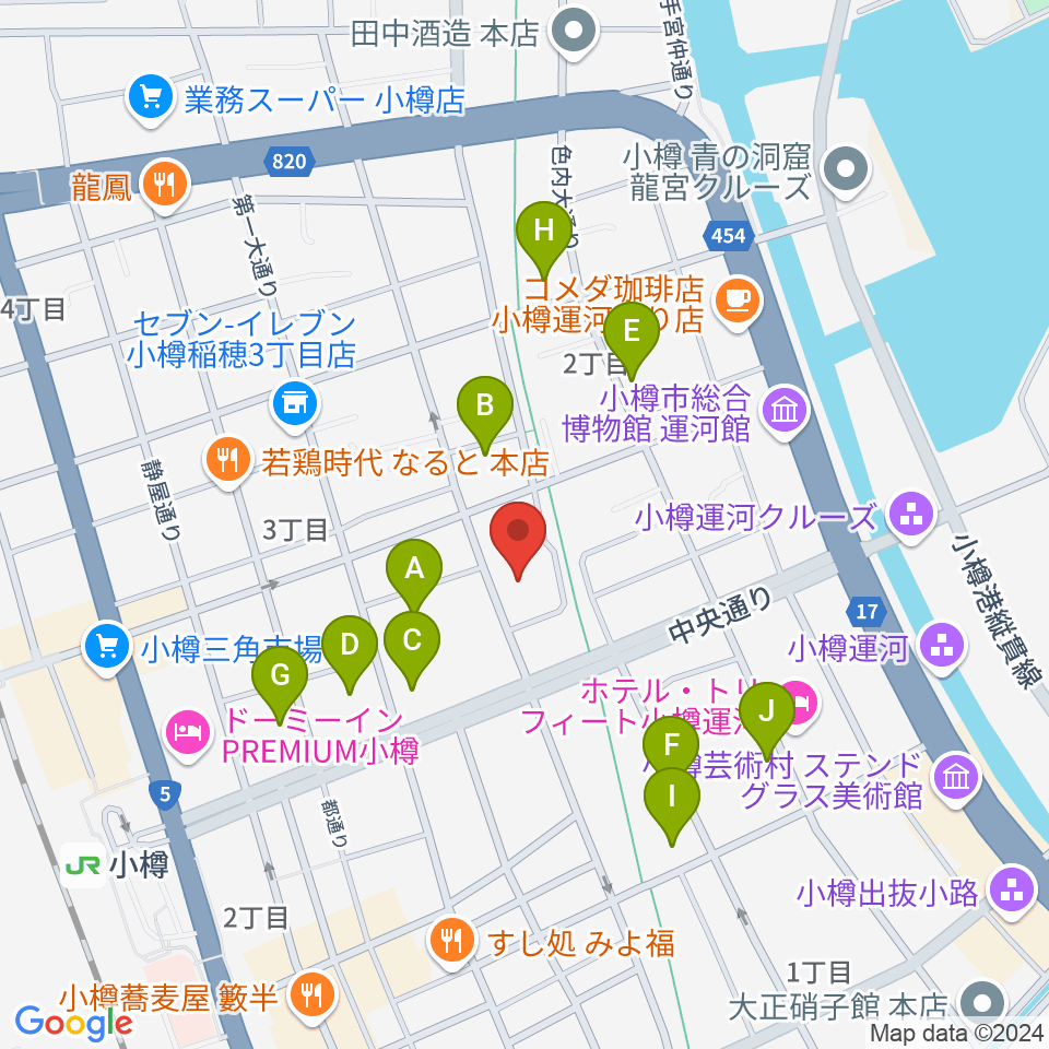 小樽市民センター マリンホール周辺のホテル一覧地図