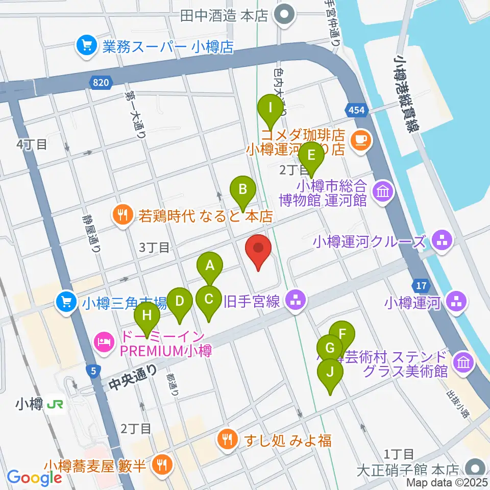 小樽市民センター マリンホール周辺のホテル一覧地図