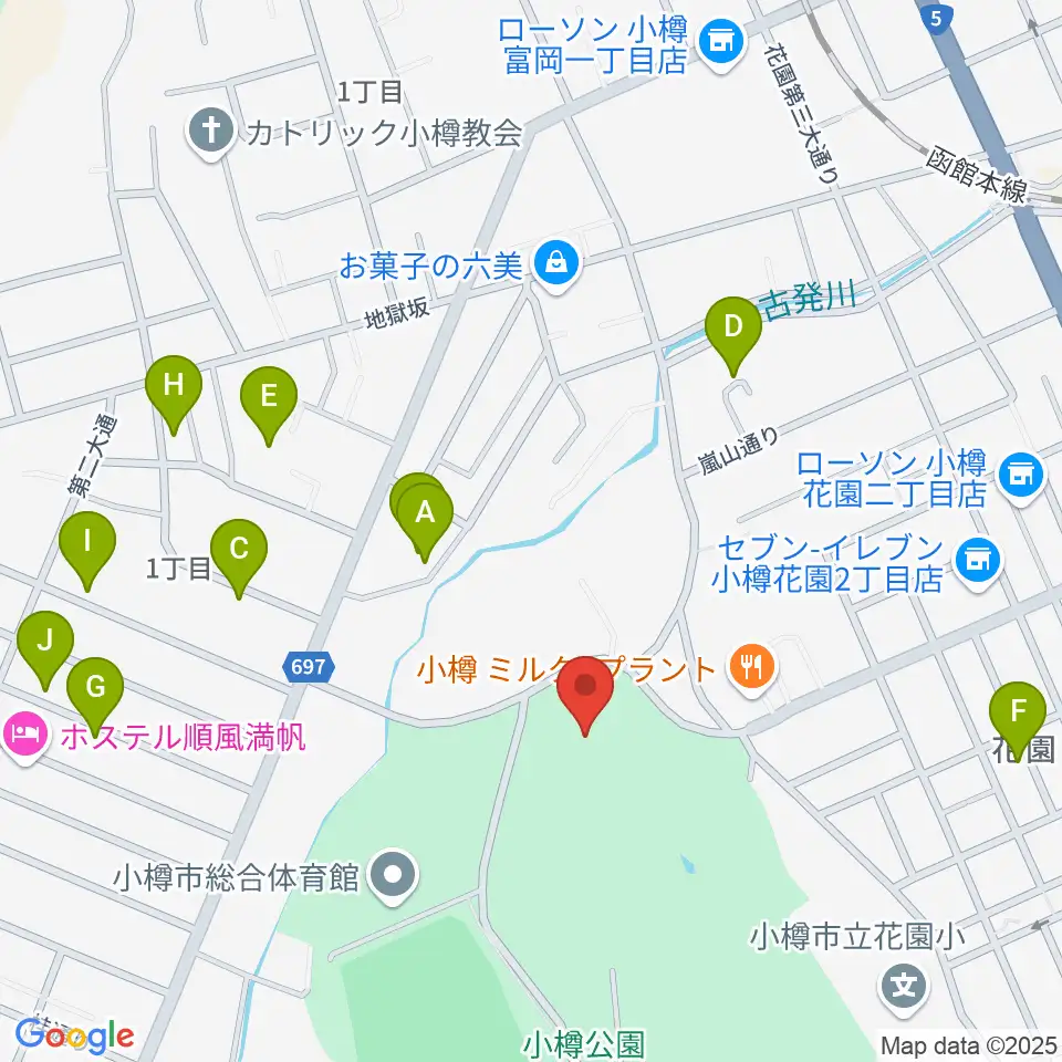小樽市民会館周辺のホテル一覧地図