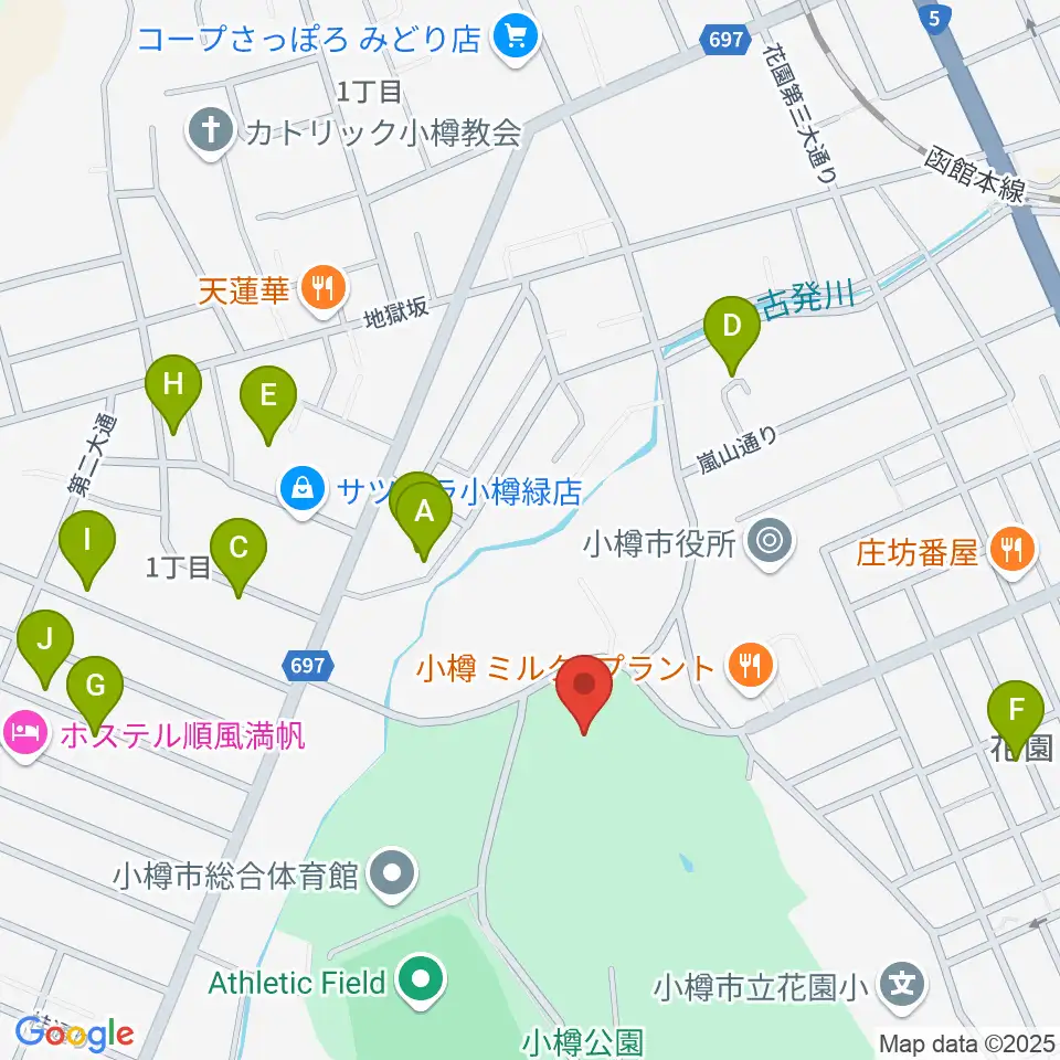 小樽市民会館周辺のホテル一覧地図
