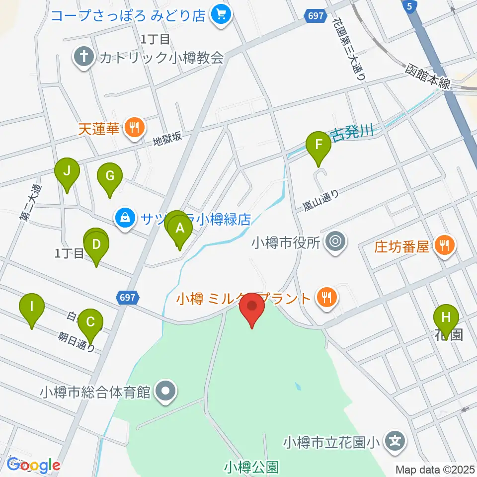 小樽市民会館周辺のホテル一覧地図
