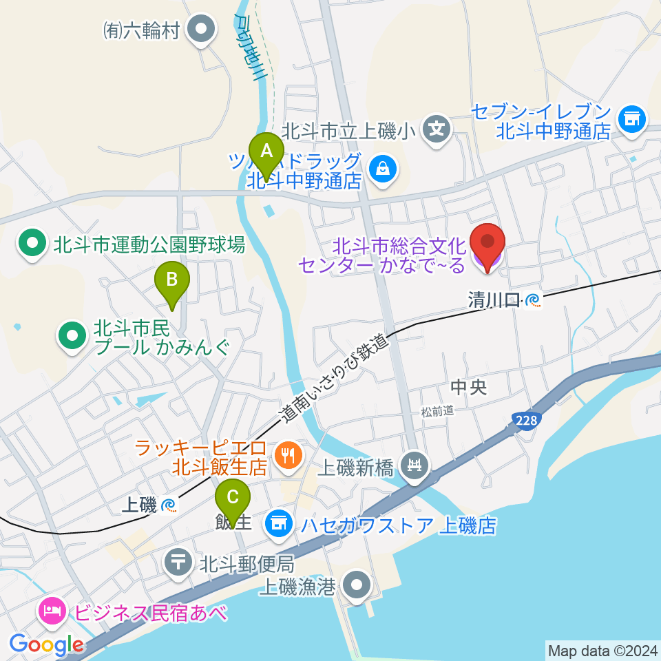 北斗市総合文化センター かなでーる周辺のホテル一覧地図