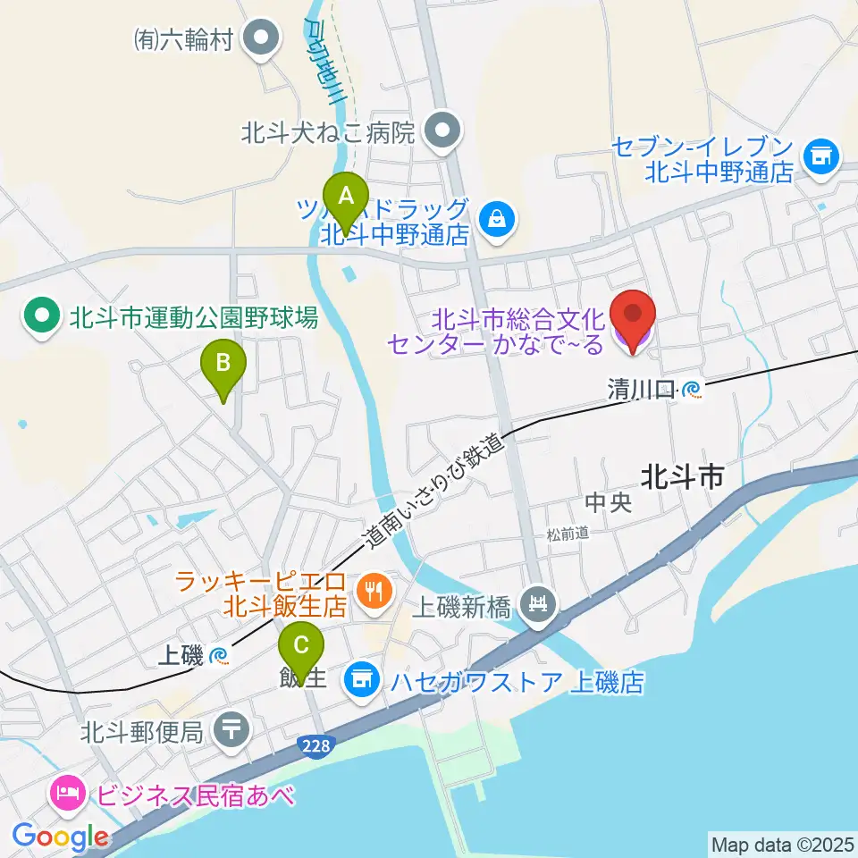 北斗市総合文化センター かなでーる周辺のホテル一覧地図
